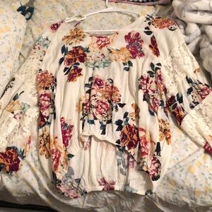 Floral and cream blouse size medium